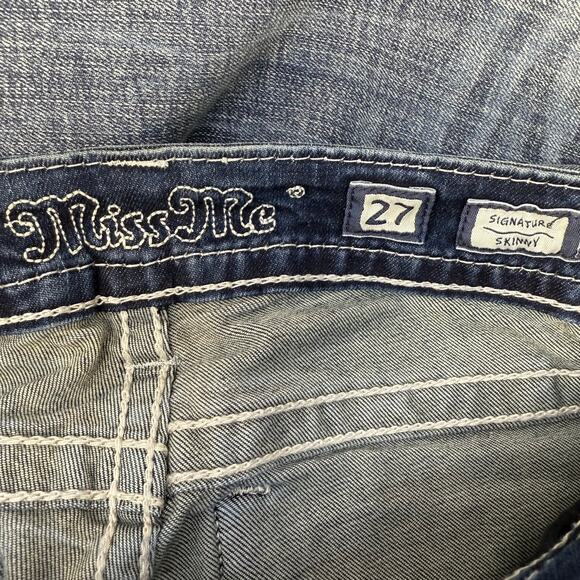 Miss Me Jeans Women's 27x31 Blue Signature Skinny Mystic Embellished Preppy - Picture 8 of 12